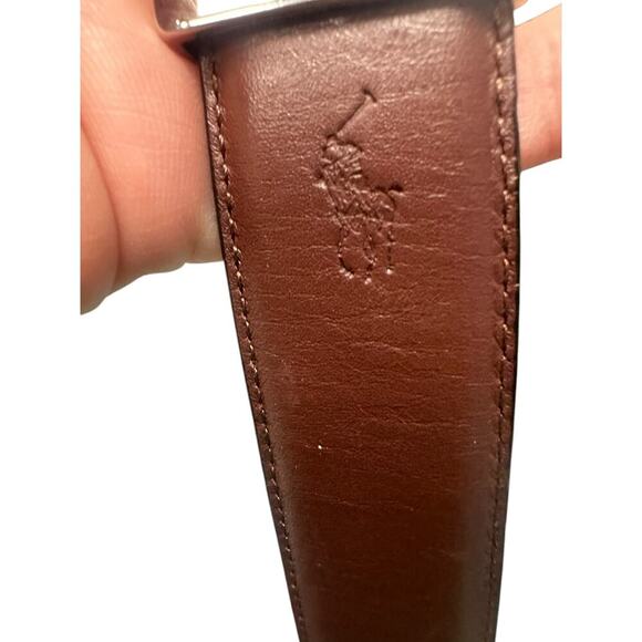 Ralph Lauren Genuine Leather Brown Belt‎ with Silver Hardware 34-38” - Picture 3 of 4